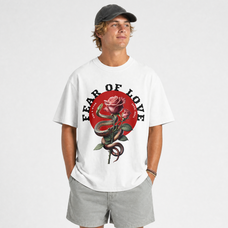 Thexwear Fear of Love Oversized Graphic T-Shirt – White - Image 3